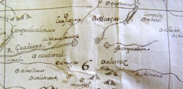 Detalle del plano general de España, conocido como Atlas de El Escorial, posiblemente realizado por Alonso de Santa Cruz en 1551